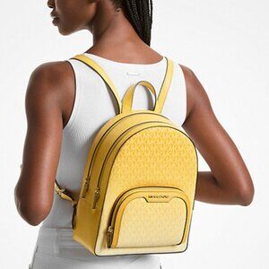 Michael Kors Jaycee Medium Ombré Signature Logo Yellow Backpack
